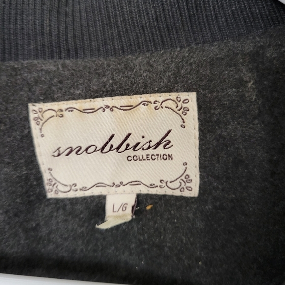 Snobbish Large Charcoal Grey Pea Coat Double Button Warm Fall Winter Long Jacket - Picture 6 of 7